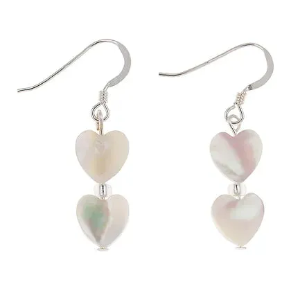 Carrie Elspeth Shell Hearts Mother Of Pearl Duo Drop Earrings