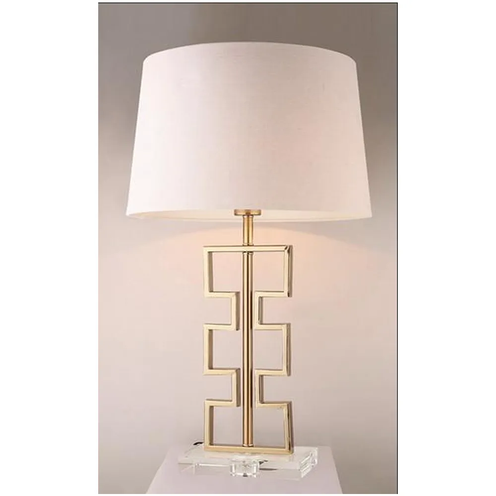 Carved Stone Design Table Lamp With Acrylic Base