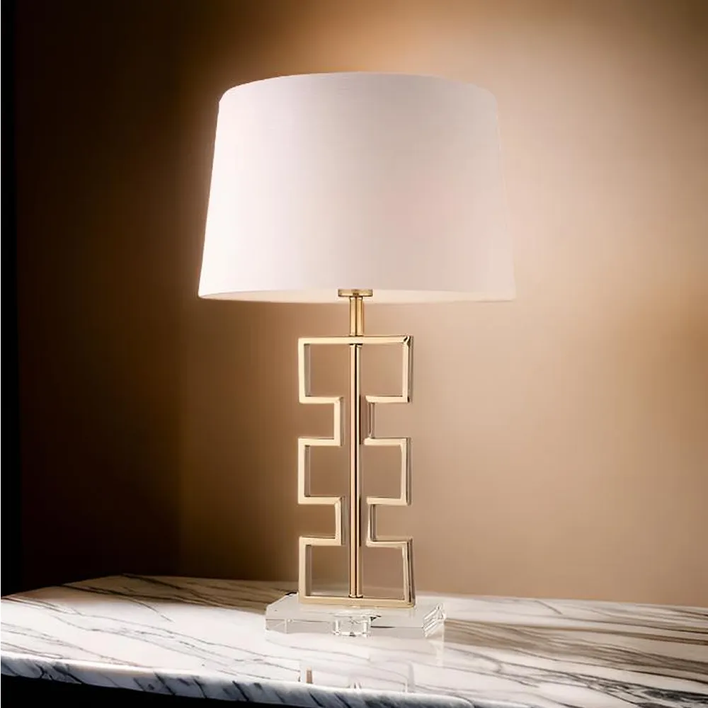 Carved Stone Design Table Lamp With Acrylic Base