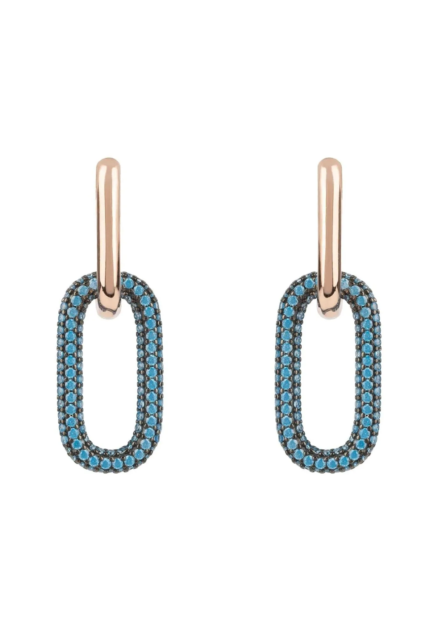 Chain Link Earrings Turquoise Blue Rosegold