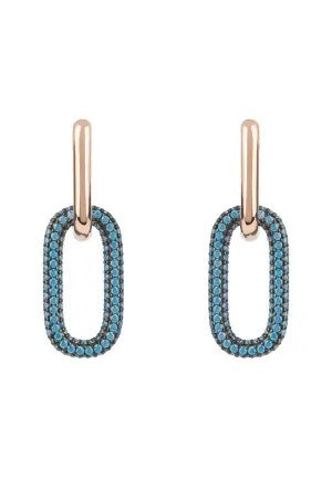 Chain Link Earrings Turquoise Blue Rosegold