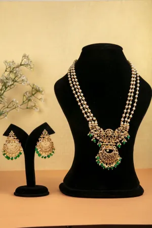 Chandbali Green Bead Pearl Haram