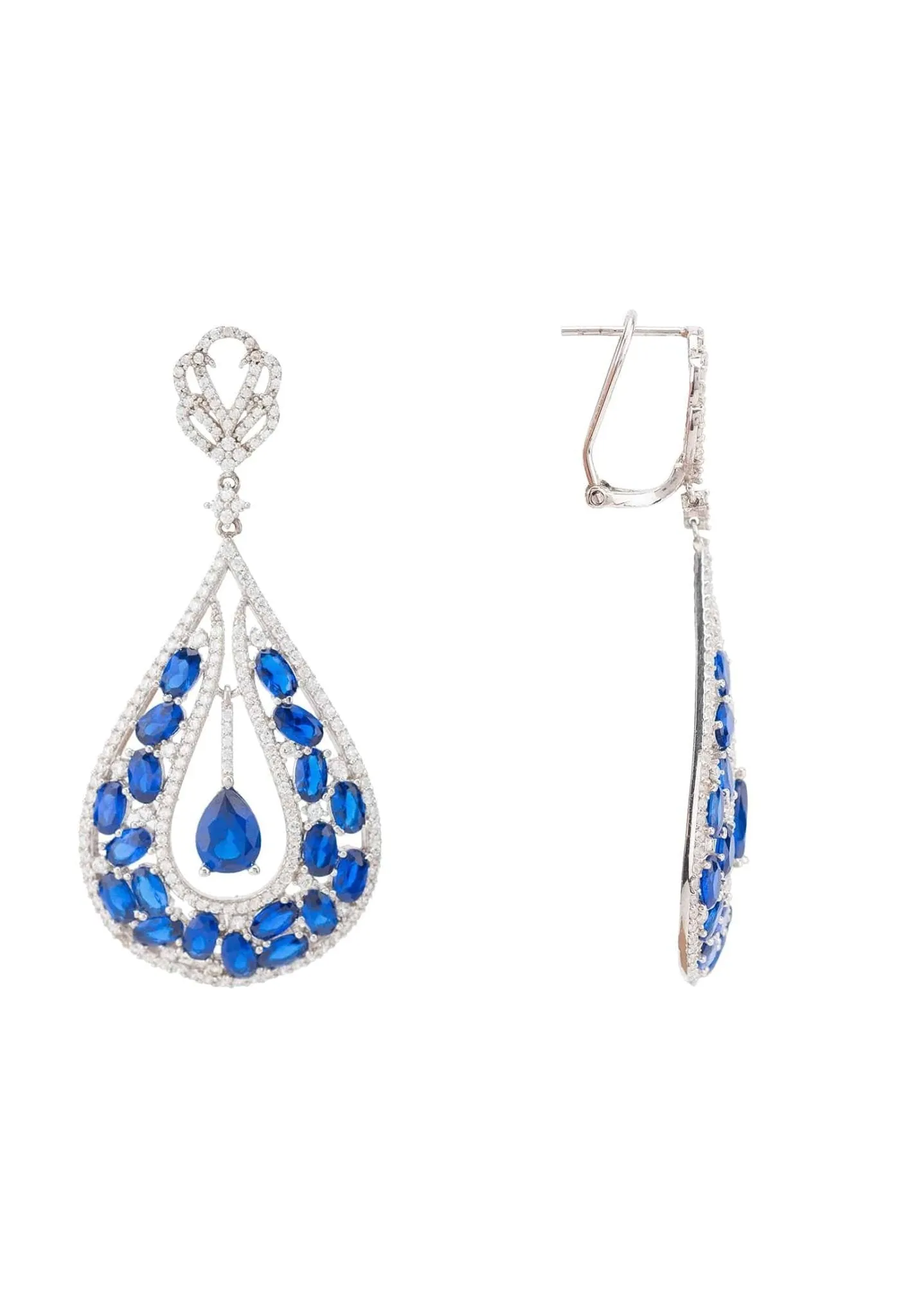 Charlotte Teardrop Gemstone Earrings Sapphire Silver