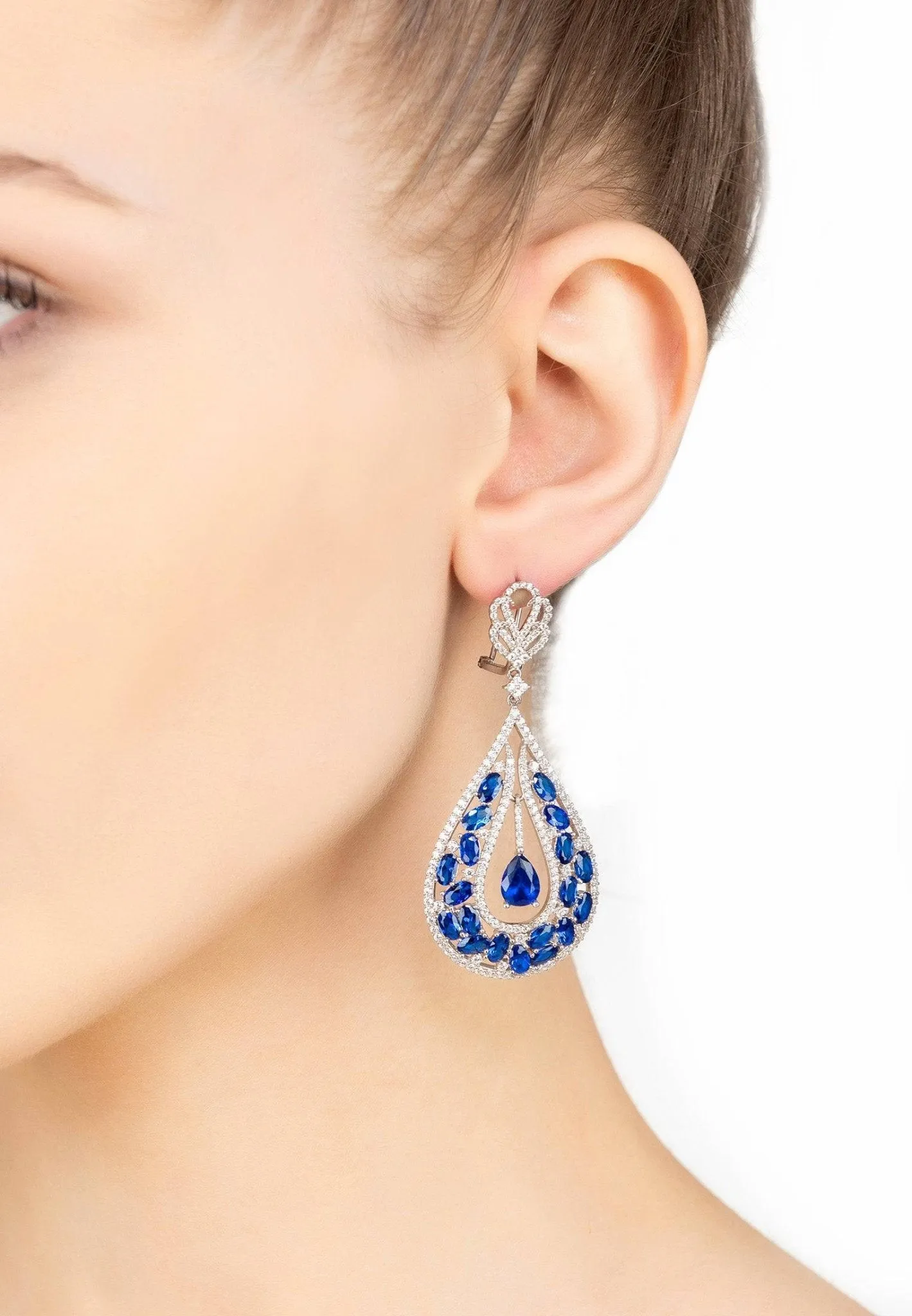 Charlotte Teardrop Gemstone Earrings Sapphire Silver