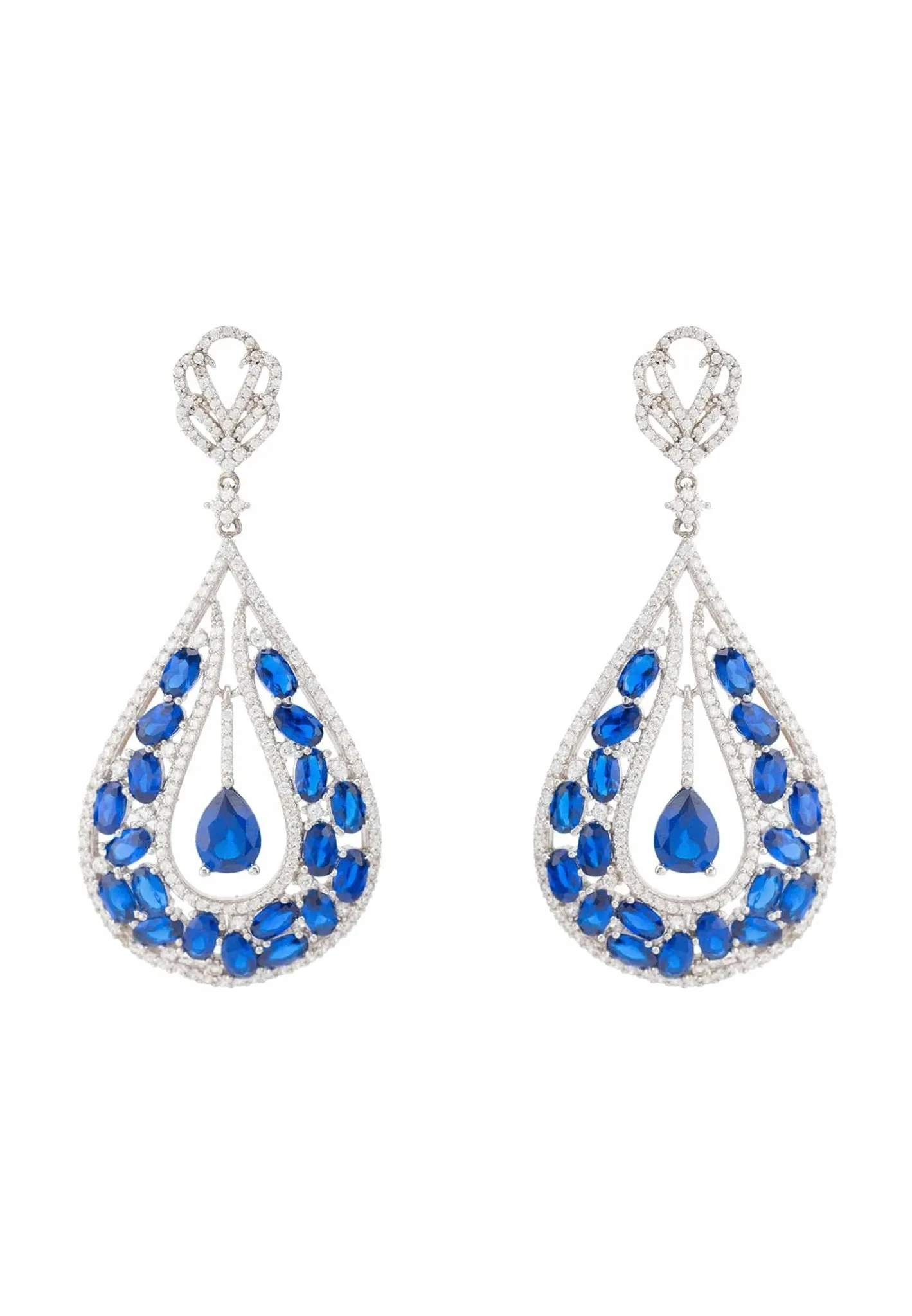 Charlotte Teardrop Gemstone Earrings Sapphire Silver