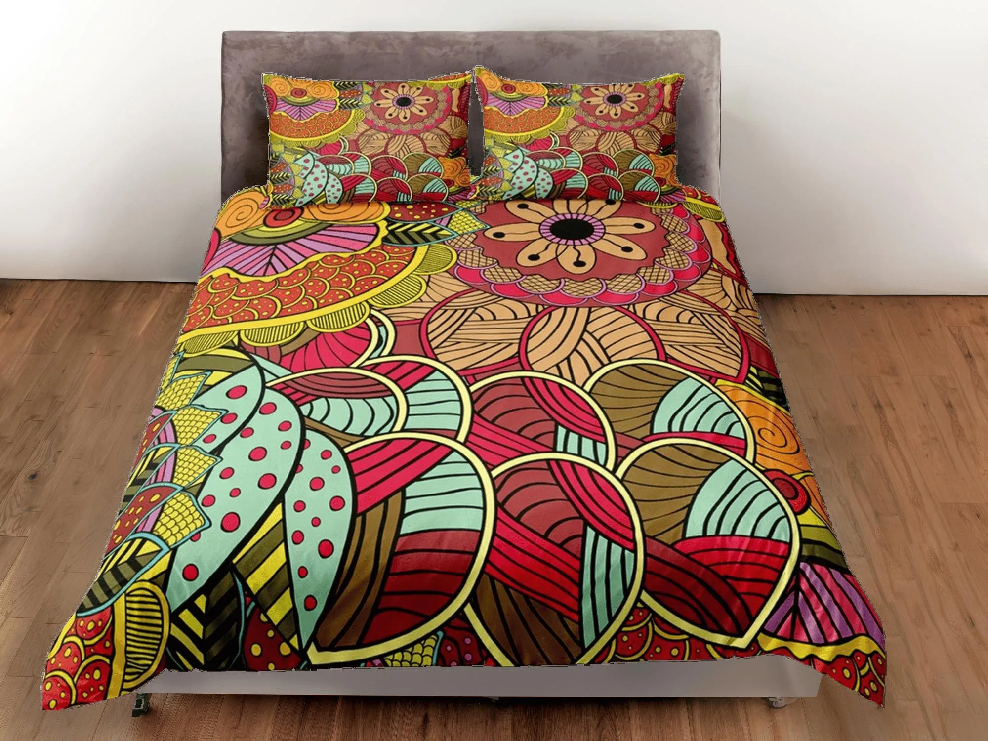 Colorful african pattern bedding set duvet cover, boho bedding african ethnic tribal design afrocentric designer bedding, south african gift