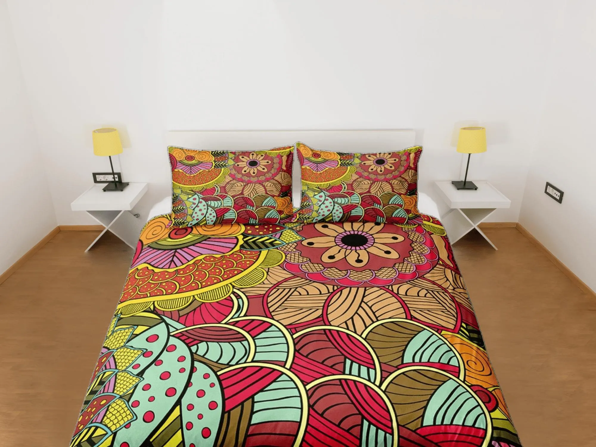 Colorful african pattern bedding set duvet cover, boho bedding african ethnic tribal design afrocentric designer bedding, south african gift