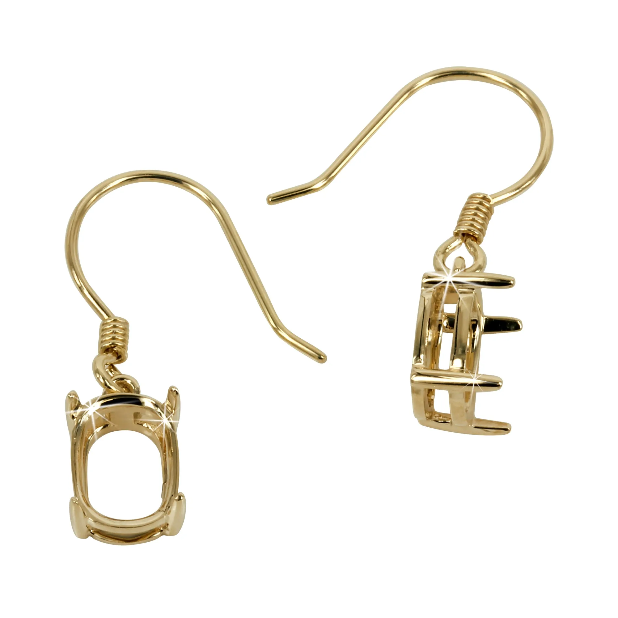 Cushion Cut Basket Earring Setting in 14K Yellow Gold - Various sizes