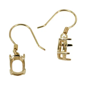 Cushion Cut Basket Earring Setting in 14K Yellow Gold - Various sizes