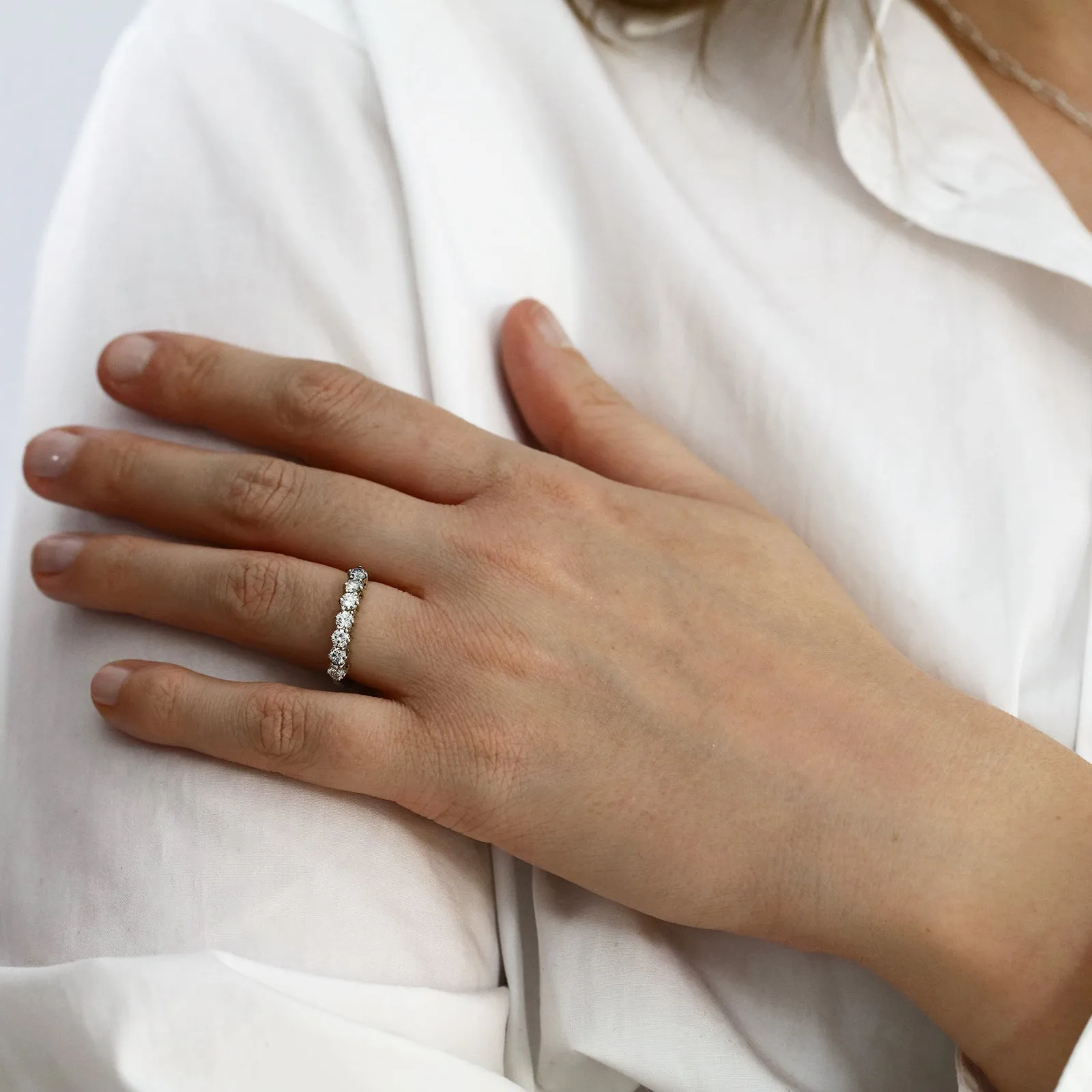 Diamond Seven Stone Half Eternity Ring | Pre-Loved | 18K White Gold