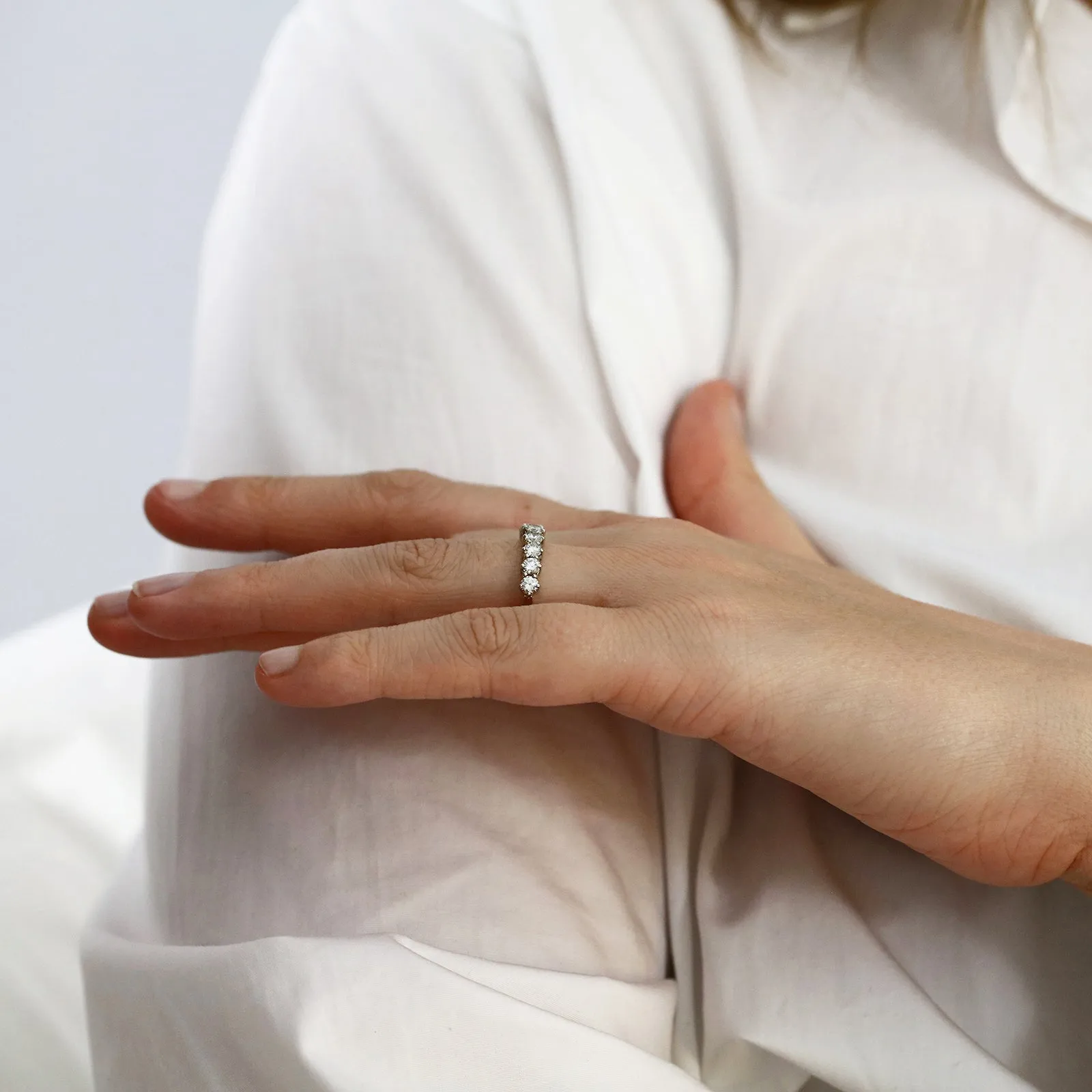Diamond Seven Stone Half Eternity Ring | Pre-Loved | 18K White Gold