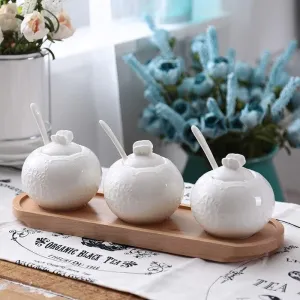 Elegant Butterfly Ceramic Spice Jar Set with Embossed Designs, Measuring Spoons, and Secure Lids for Chic Kitchen Storage