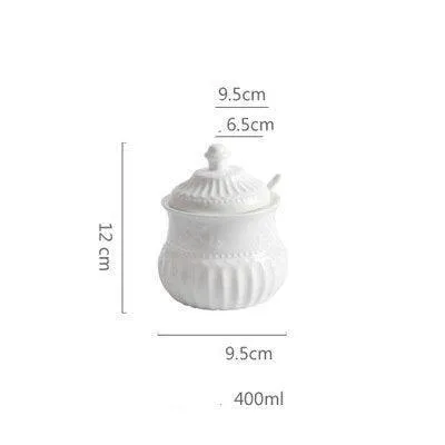 Elegant Butterfly Ceramic Spice Jar Set with Embossed Designs, Measuring Spoons, and Secure Lids for Chic Kitchen Storage