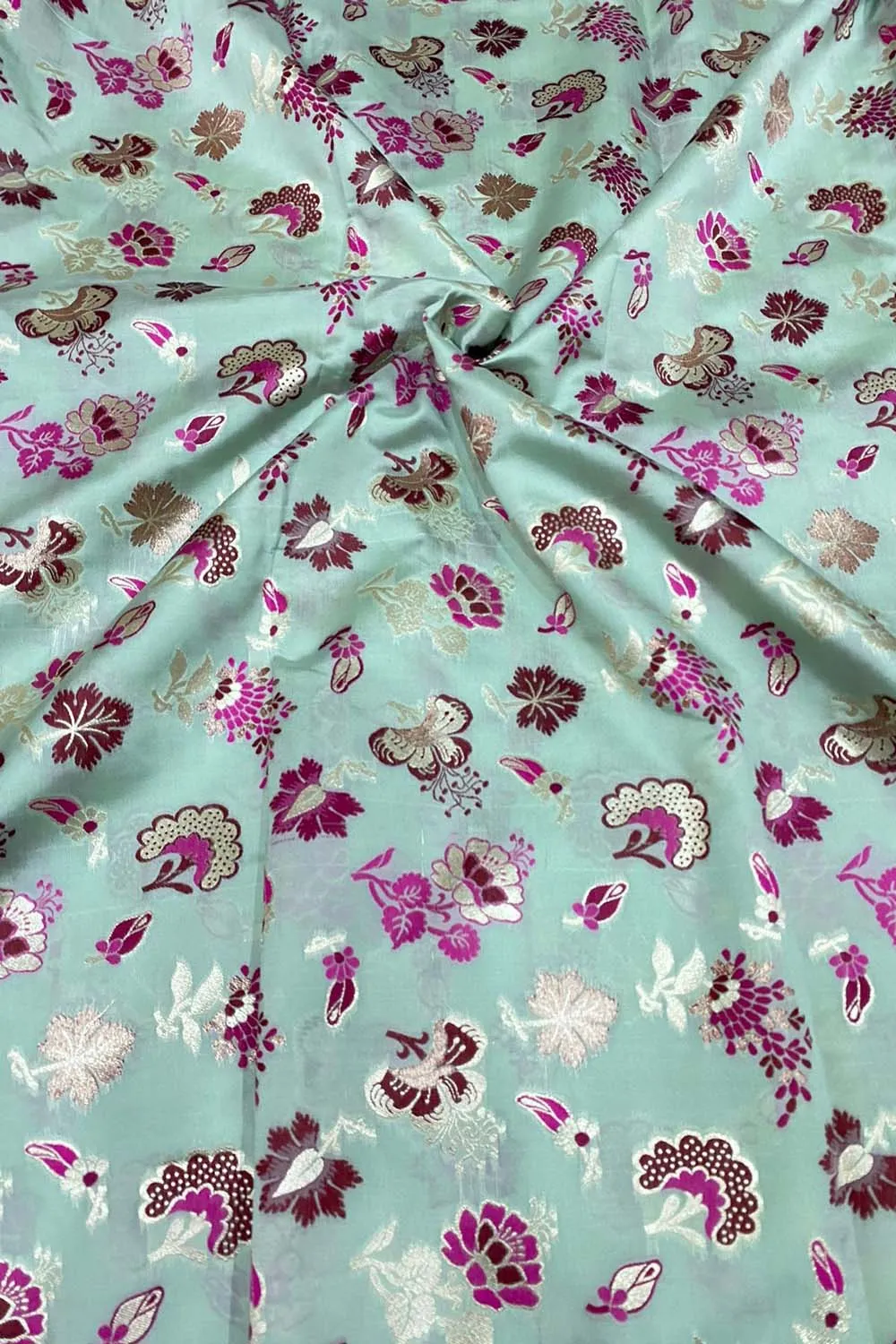 Elegant Green Banarasi Meenakari Silk Fabric