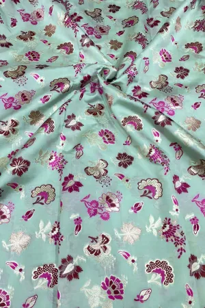 Elegant Green Banarasi Meenakari Silk Fabric