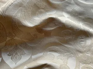 Elegant Soft Gold Silk Blend Jacquard Brocade