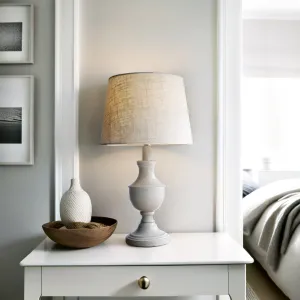 Evelyn Sophisticated Metal Table Lamp - Grey, Linen Fabric Shade, 440mm High, PL0010