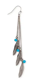 Feather and Bead Linear Earring