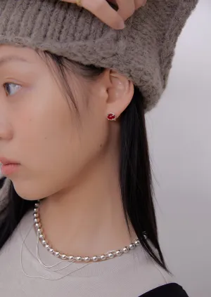 [FILLOW] Seasonless red agate verre earring