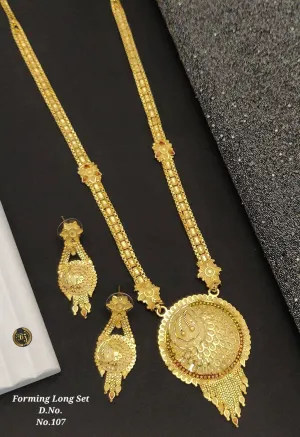 Forming Floral Long Necklace Set with  Earrings