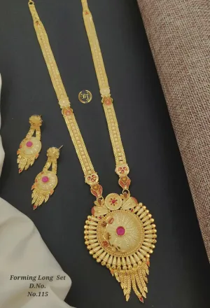 Forming Long Necklace Set With Earrings