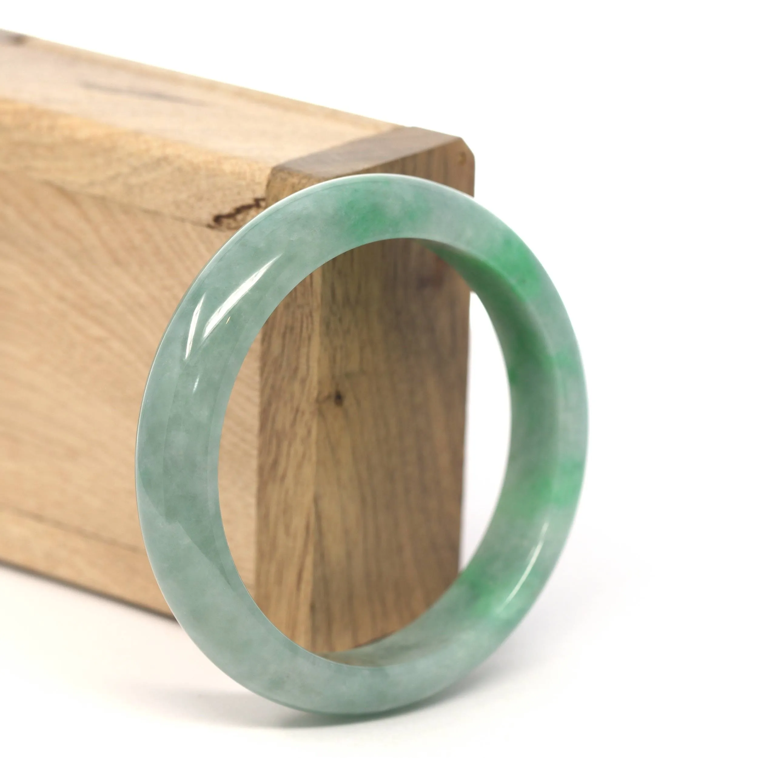 Genuine Burmese Forest Green Jadeite Jade Bangle Bracelet (56.03 mm) #223