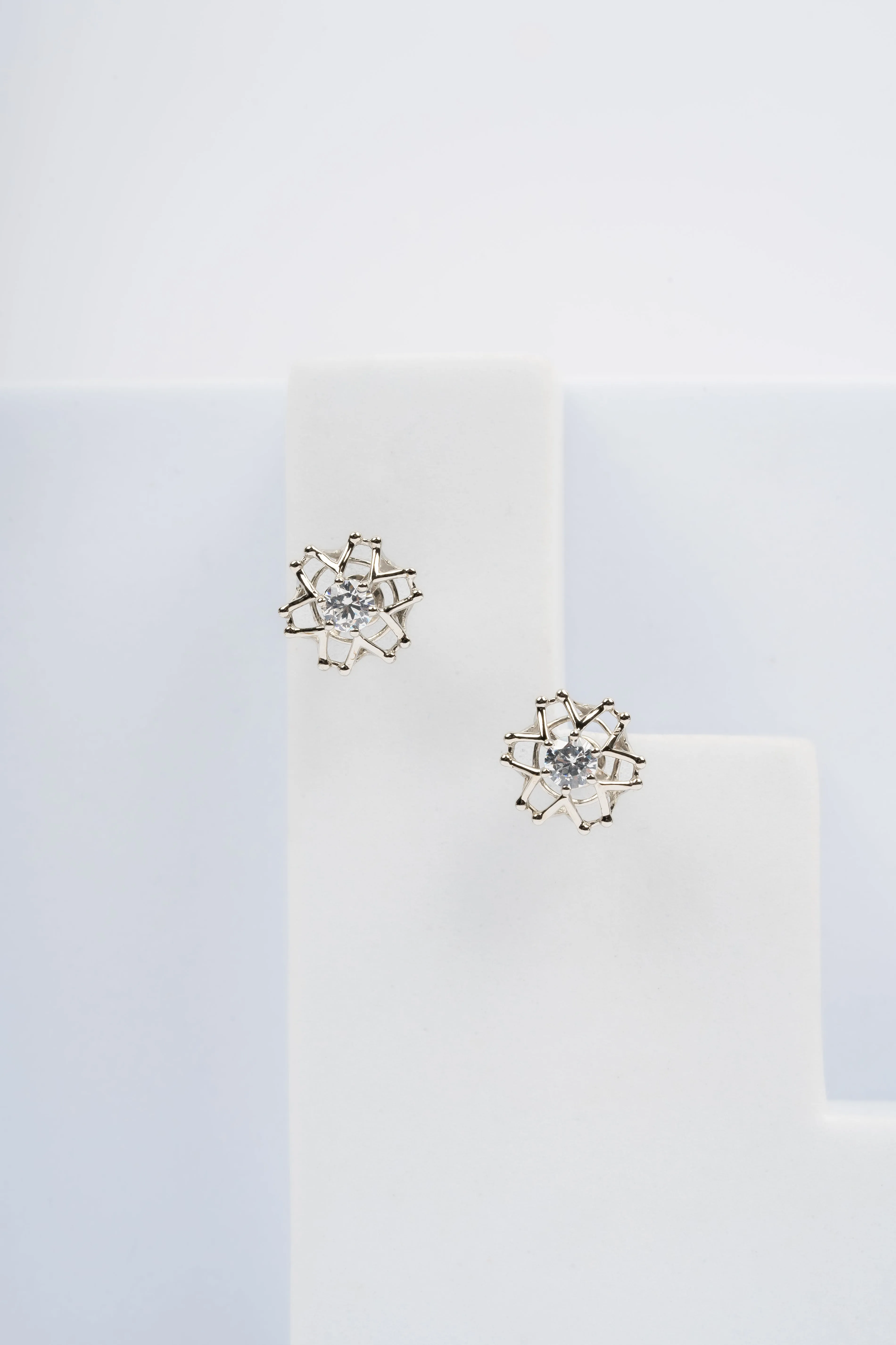 Geometric Floral Silver White Gold Plated Earring For Women