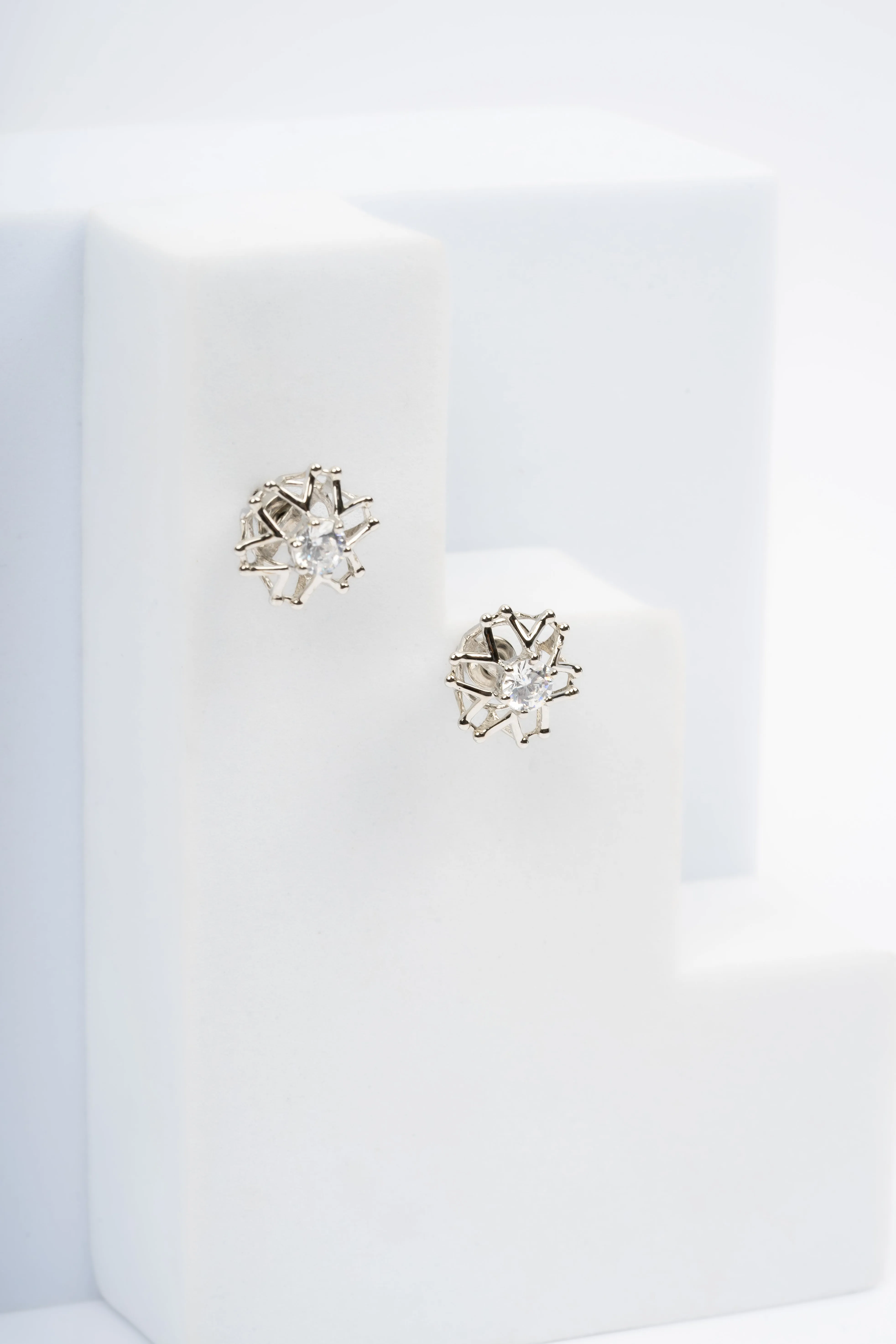 Geometric Floral Silver White Gold Plated Earring For Women