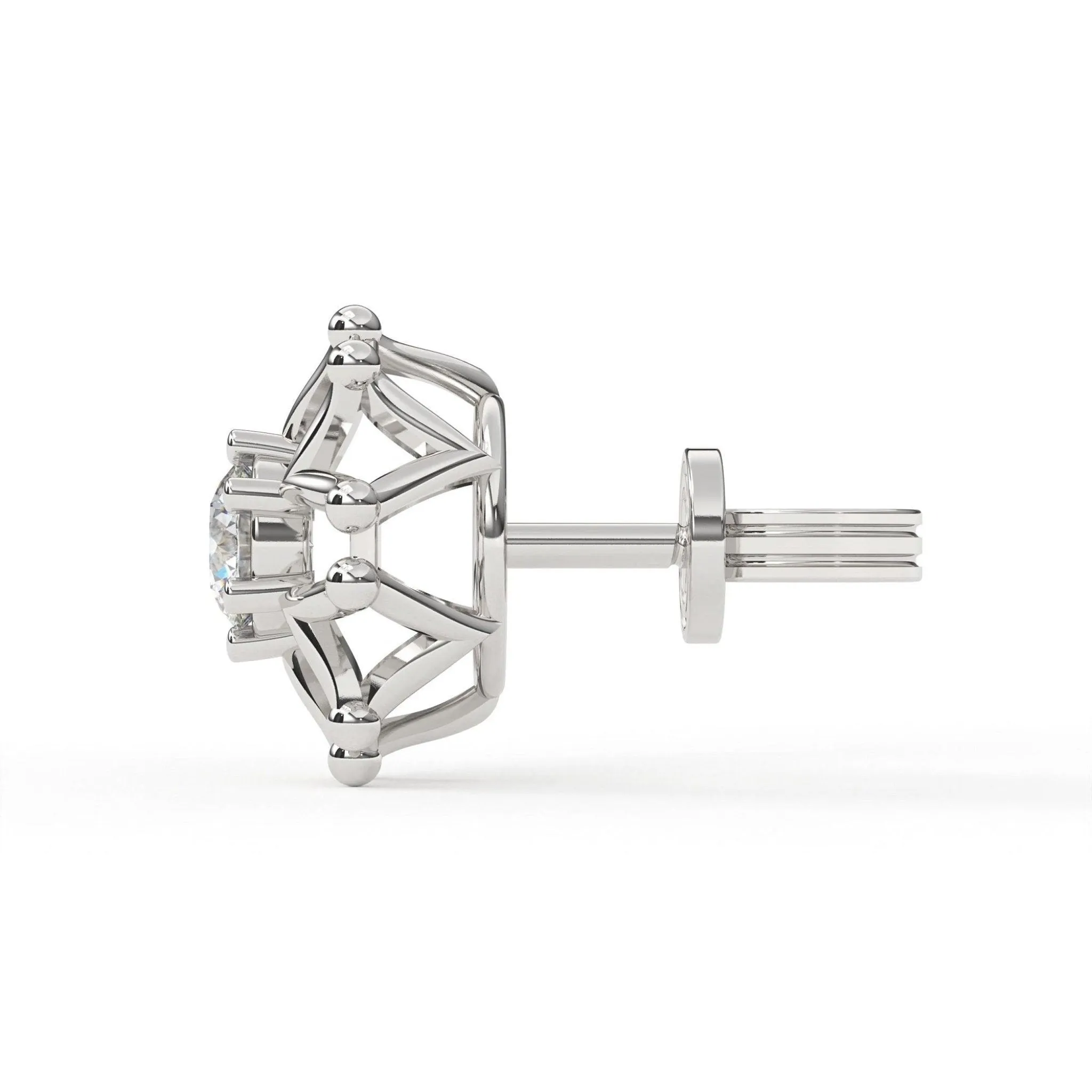 Geometric Floral Silver White Gold Plated Earring For Women