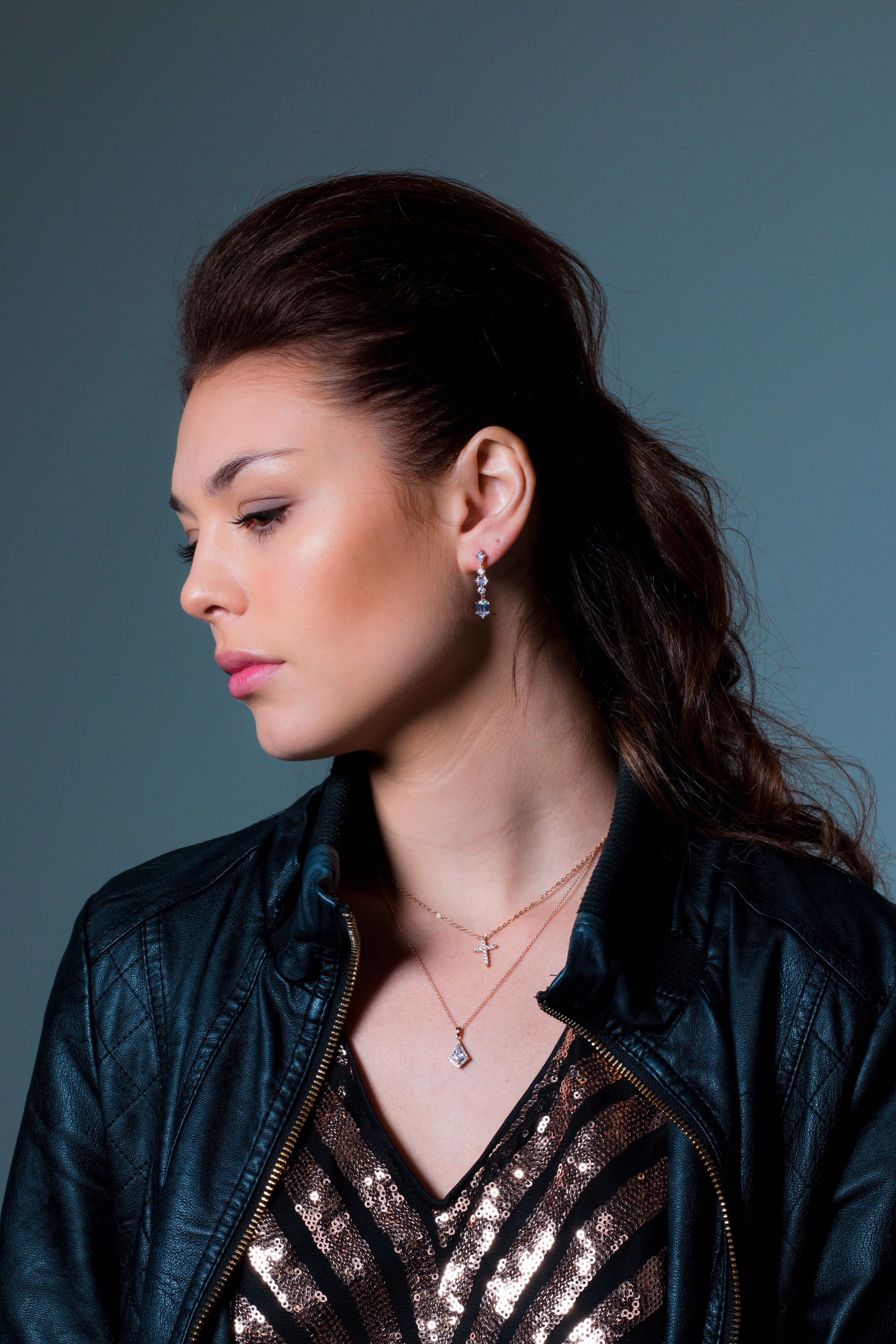 GEORGINI ROCK STAR SHIELD ROSE GOLD PENDANT