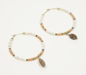 Glass beads & Natural Stone Hoop Earrings