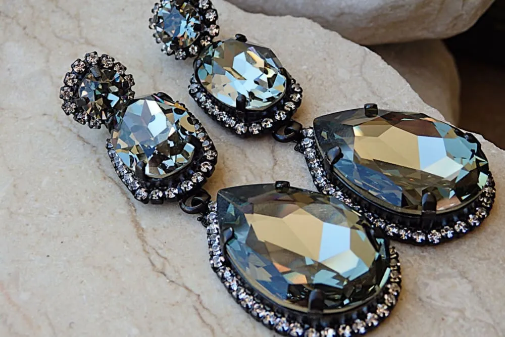Gray Chandelier Statement earrings
