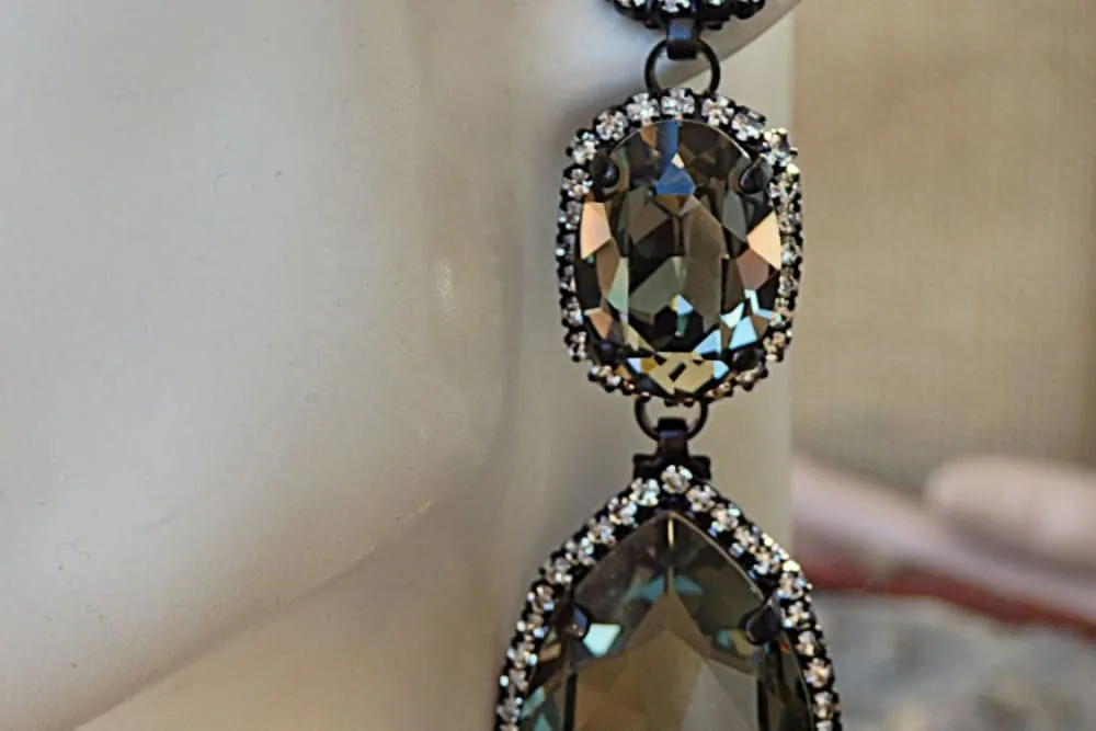 Gray Chandelier Statement earrings