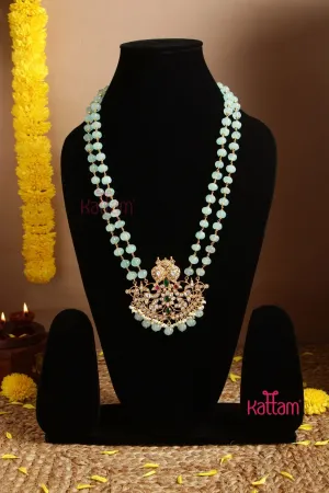 Green Jade Semi Precious Beads Kundan Dollar Haram (No Earrings)