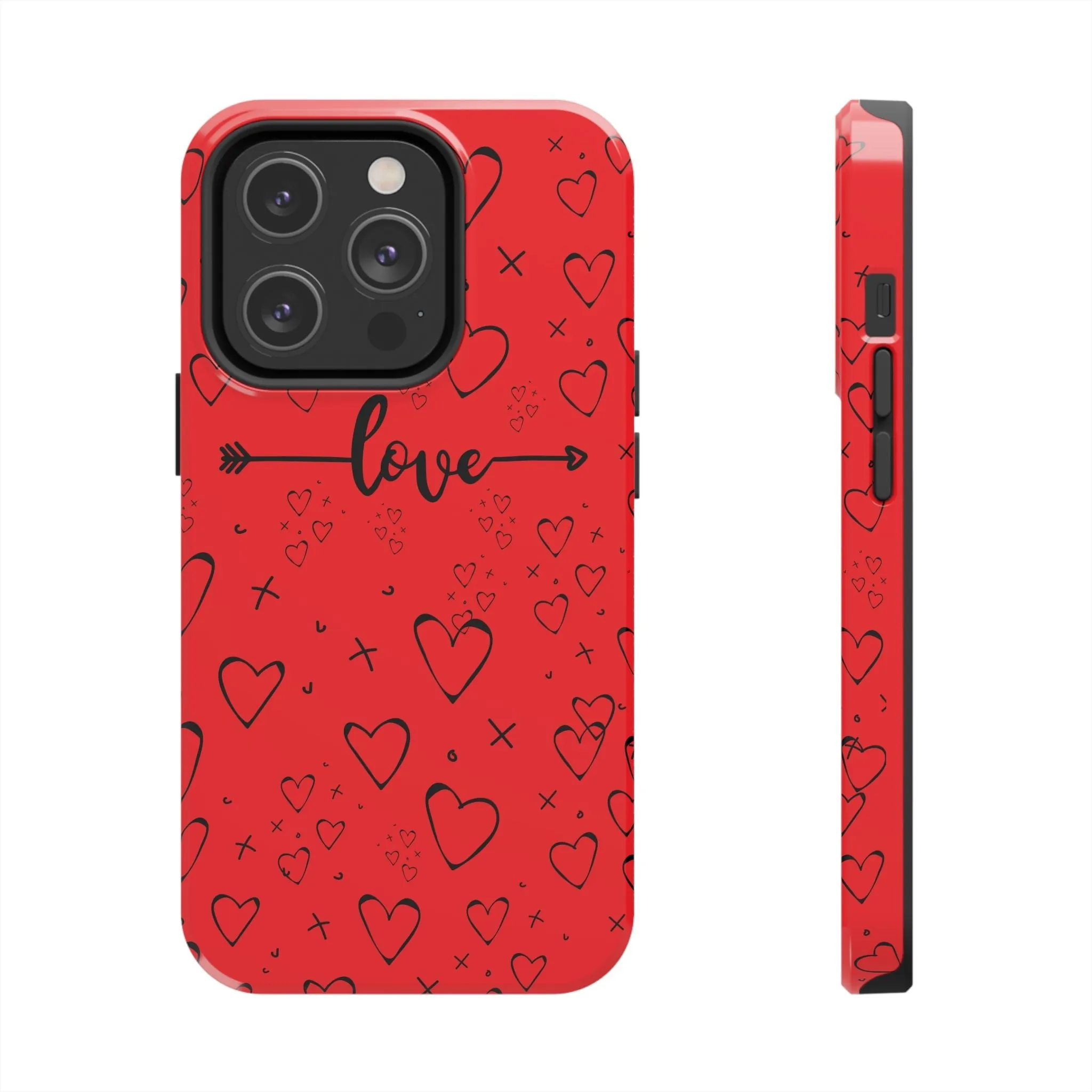 Hearts And Love Phone Case | Red Background Heart Design | Romantic & Stylish Phone Cover | Perfect Gift for Lovers