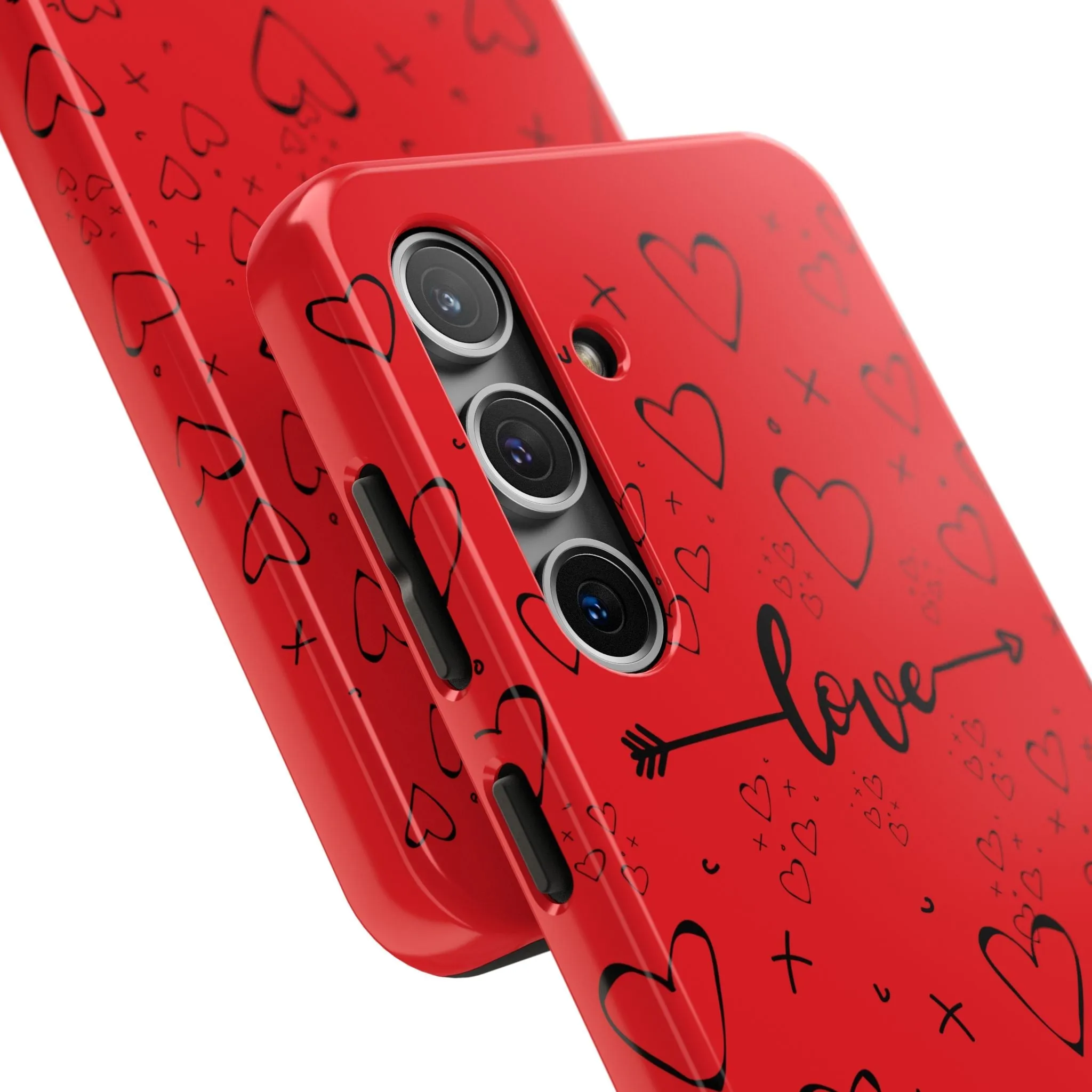 Hearts And Love Phone Case | Red Background Heart Design | Romantic & Stylish Phone Cover | Perfect Gift for Lovers