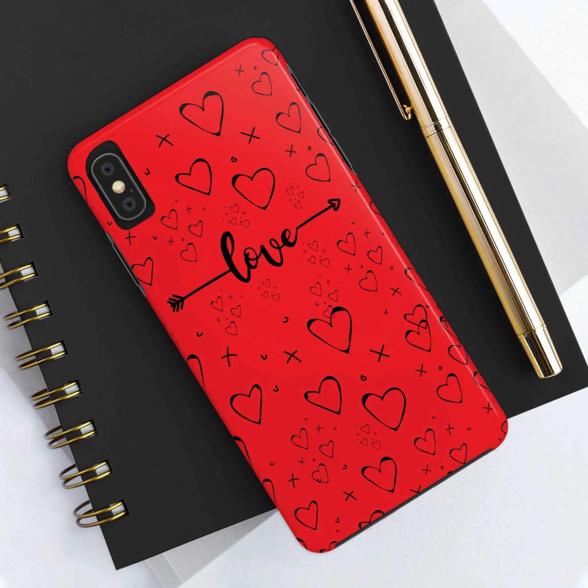 Hearts And Love Phone Case | Red Background Heart Design | Romantic & Stylish Phone Cover | Perfect Gift for Lovers