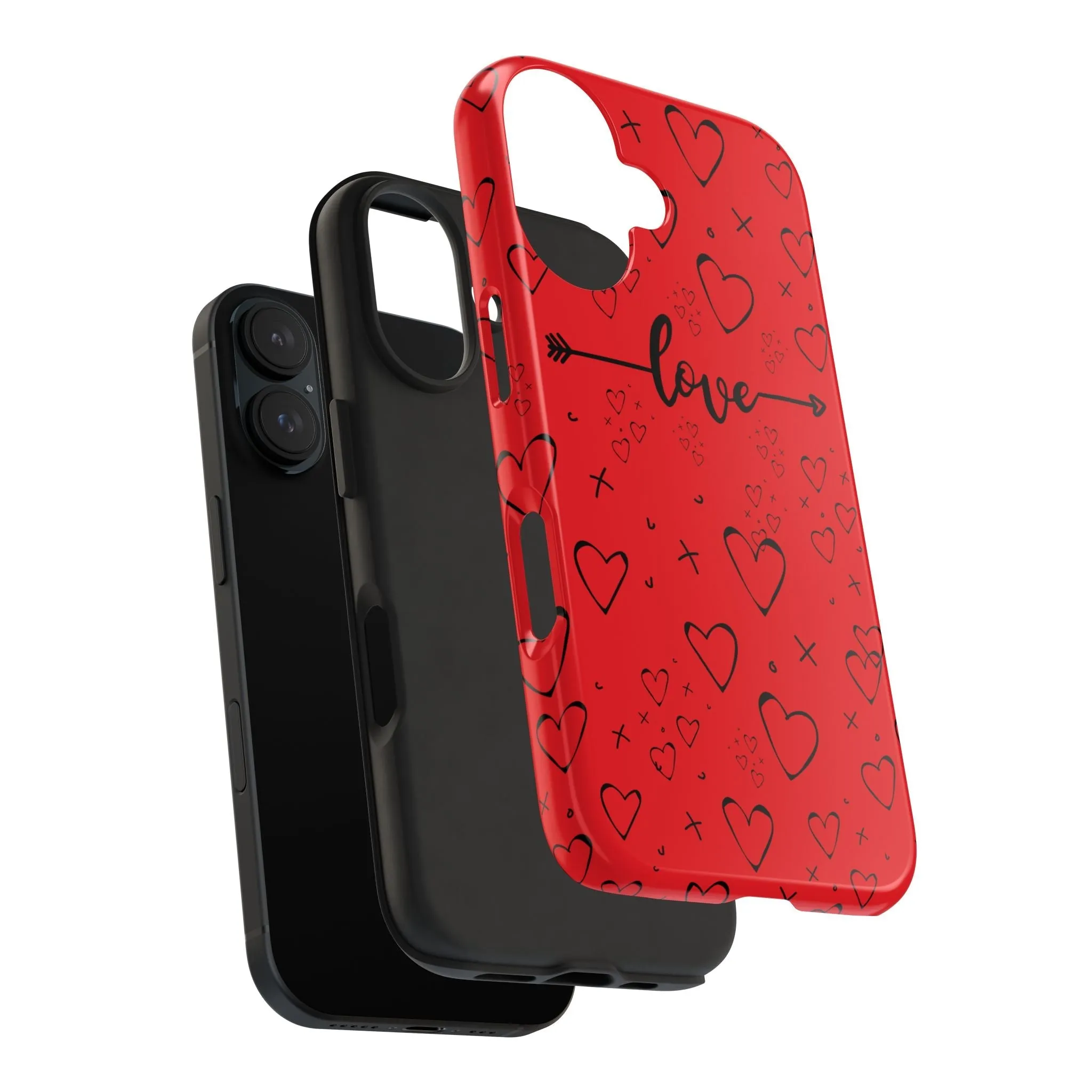 Hearts And Love Phone Case | Red Background Heart Design | Romantic & Stylish Phone Cover | Perfect Gift for Lovers