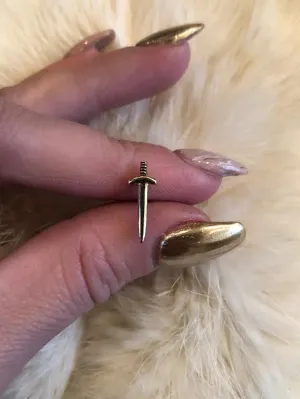 Hellhound Jewelry Die by the Sword Studs in Silver