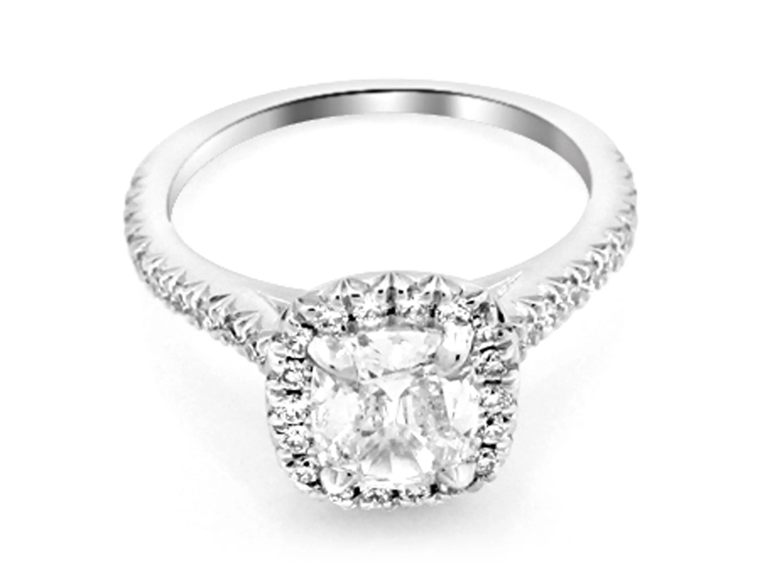 Henri Daussi Designer Signed 0.99ct tw Cushion Halo Engagement Anniversary Ring