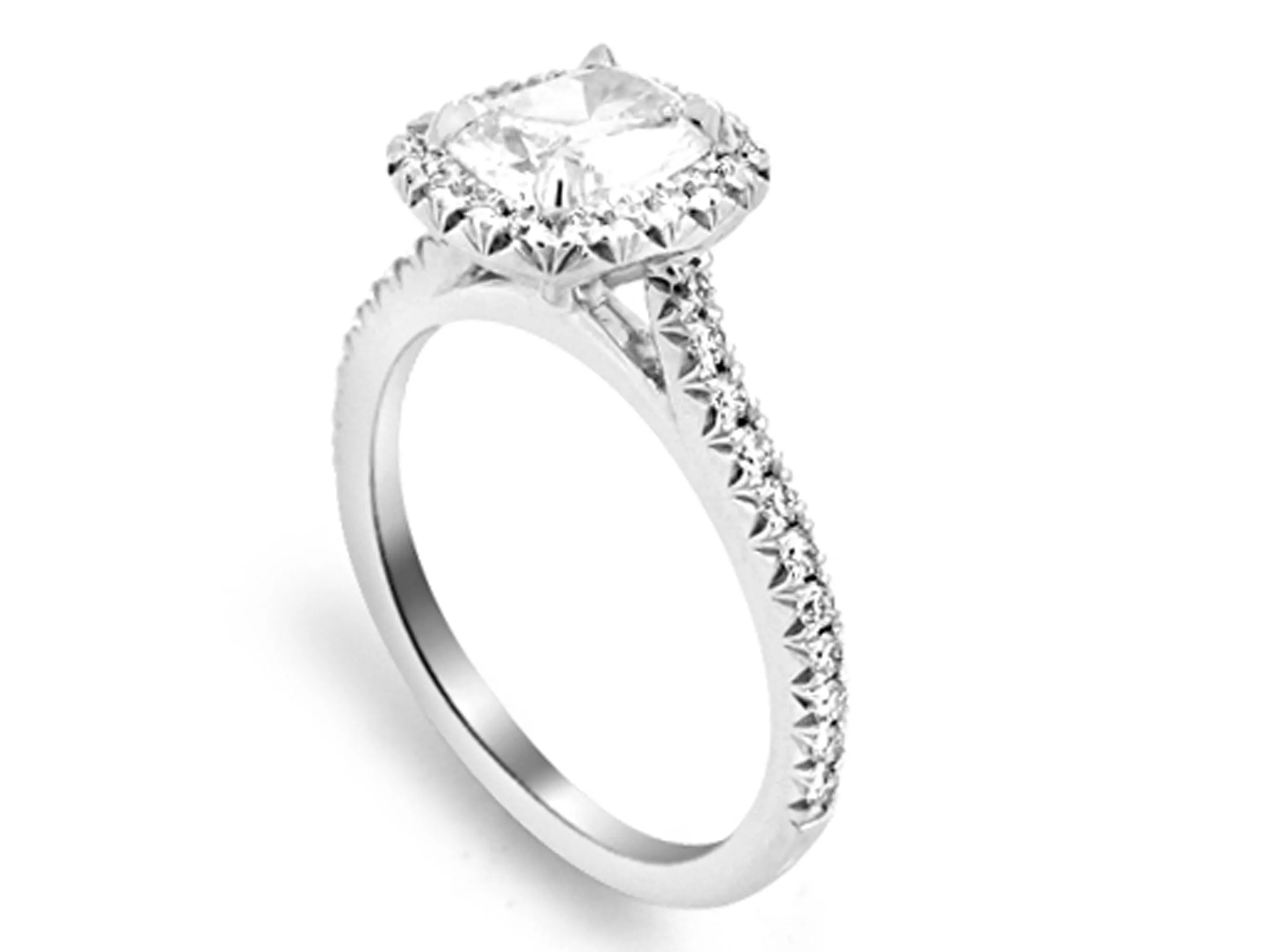 Henri Daussi Designer Signed 0.99ct tw Cushion Halo Engagement Anniversary Ring