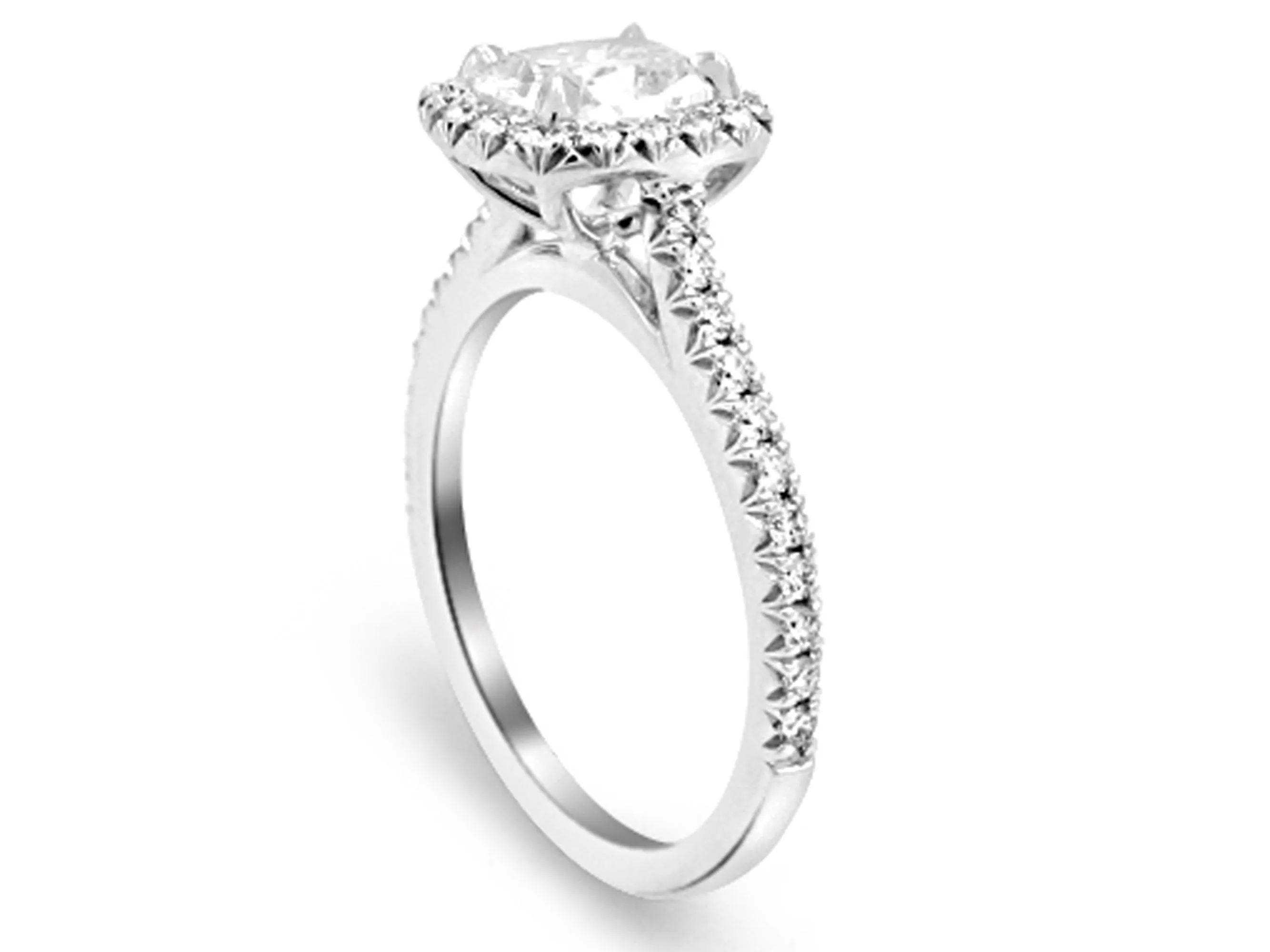 Henri Daussi Designer Signed 0.99ct tw Cushion Halo Engagement Anniversary Ring