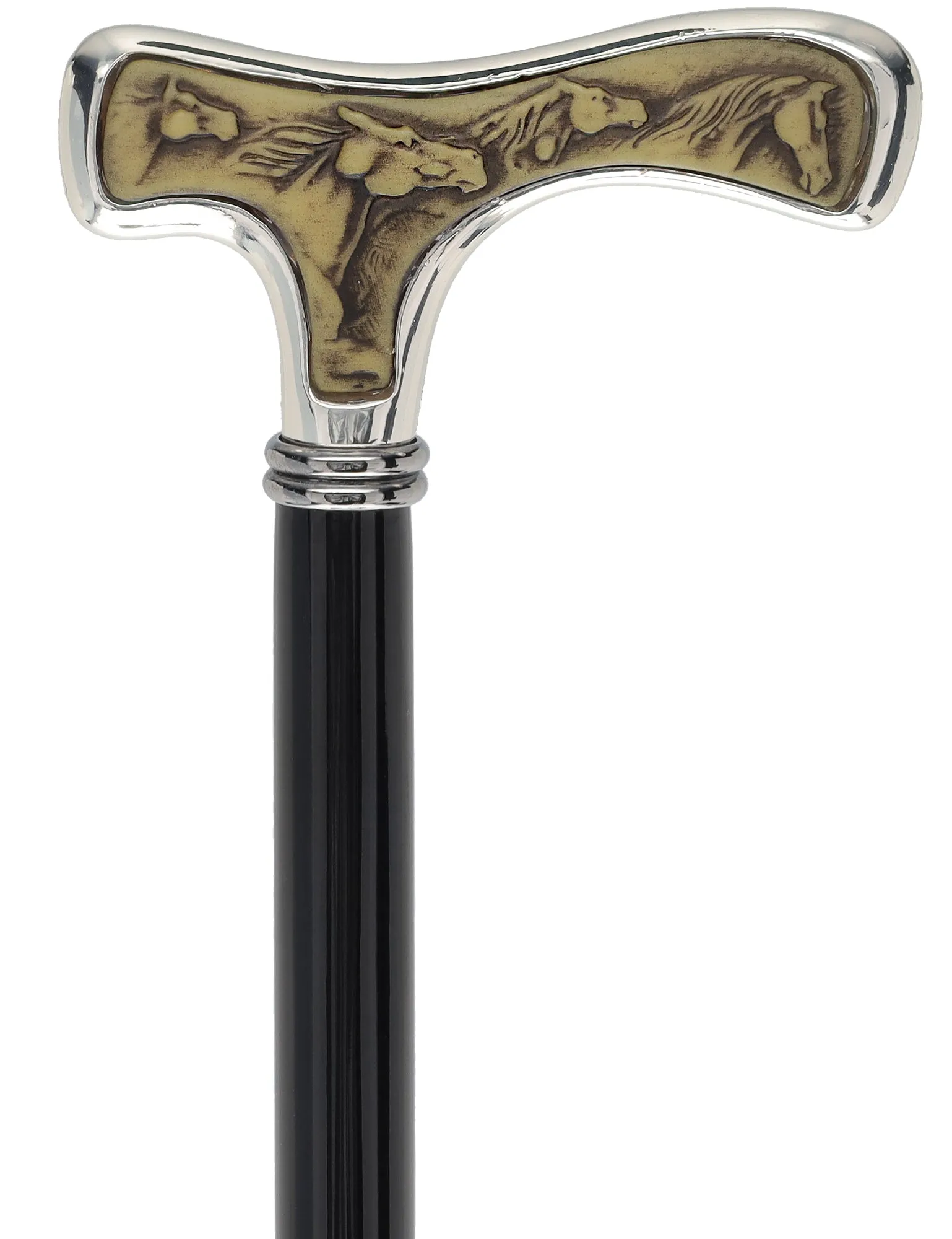 Italian Luxury Walking Stick in Silver with Intricate Horse Handle : Elegant Design