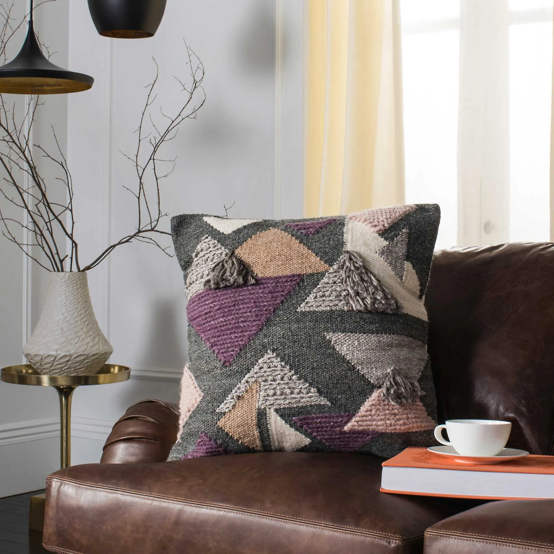 Joelle Pillow Charcoal/Purple