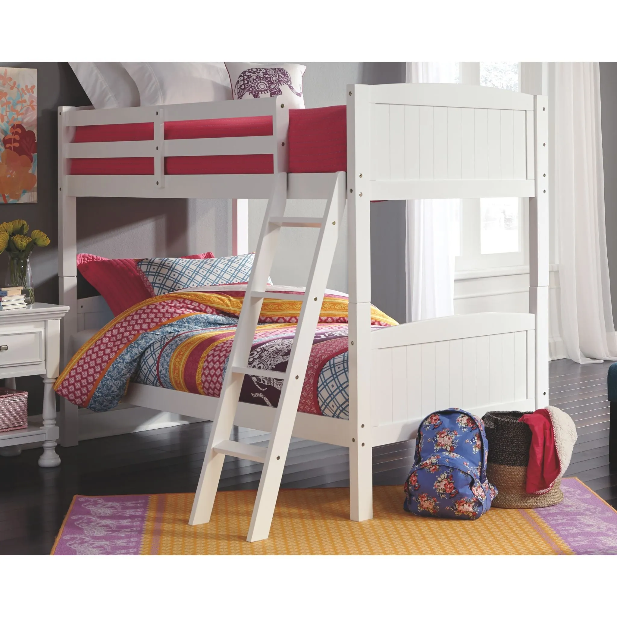 Kaslyn Twin Bunk Bed Rails and Ladder - White