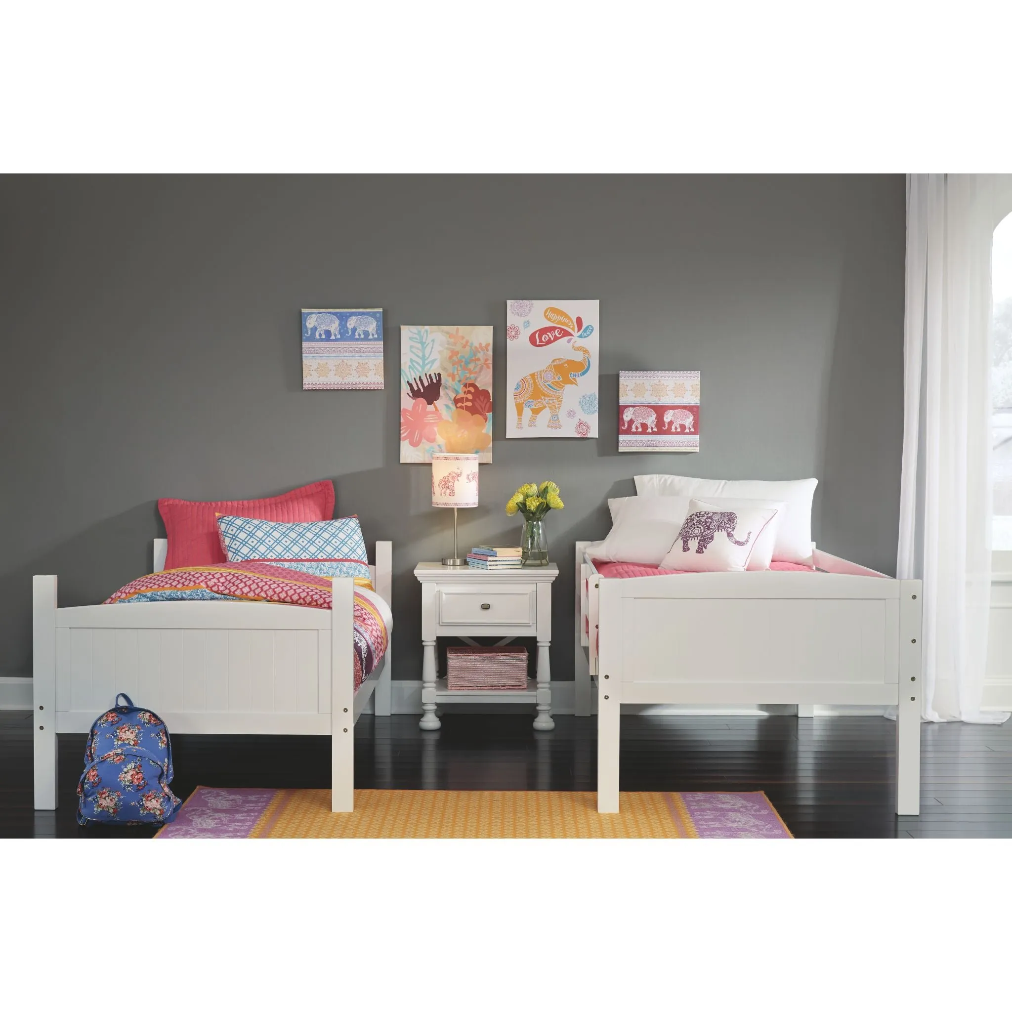 Kaslyn Twin Bunk Bed Rails and Ladder - White