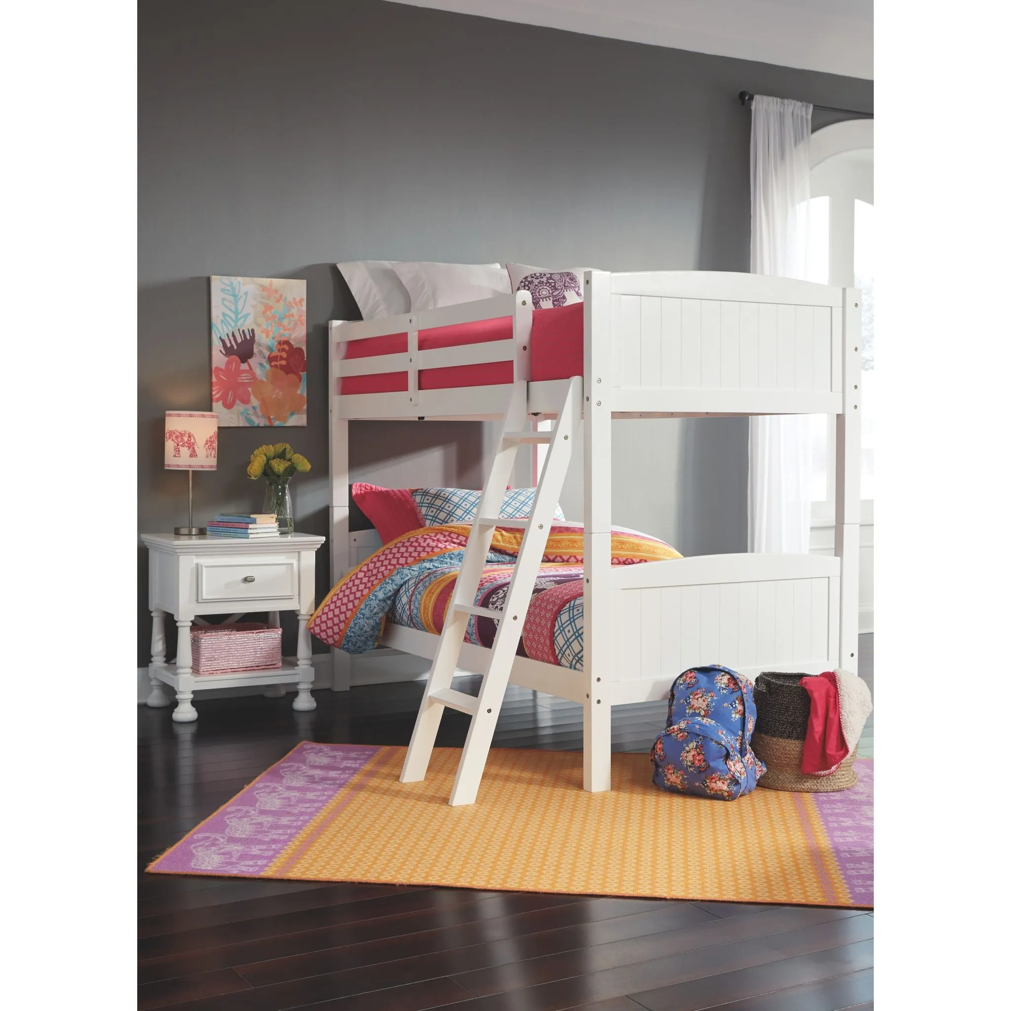 Kaslyn Twin Bunk Bed Rails and Ladder - White