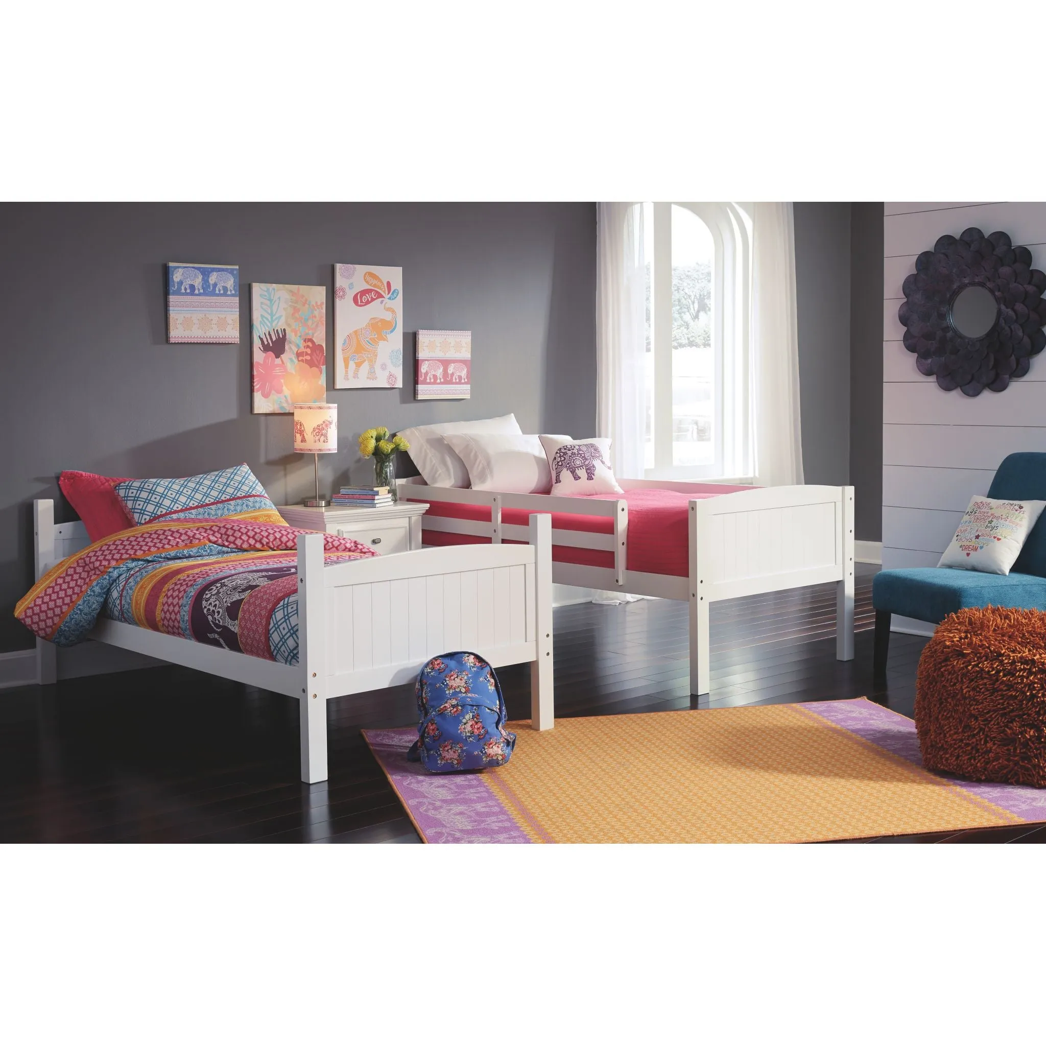 Kaslyn Twin Bunk Bed Rails and Ladder - White