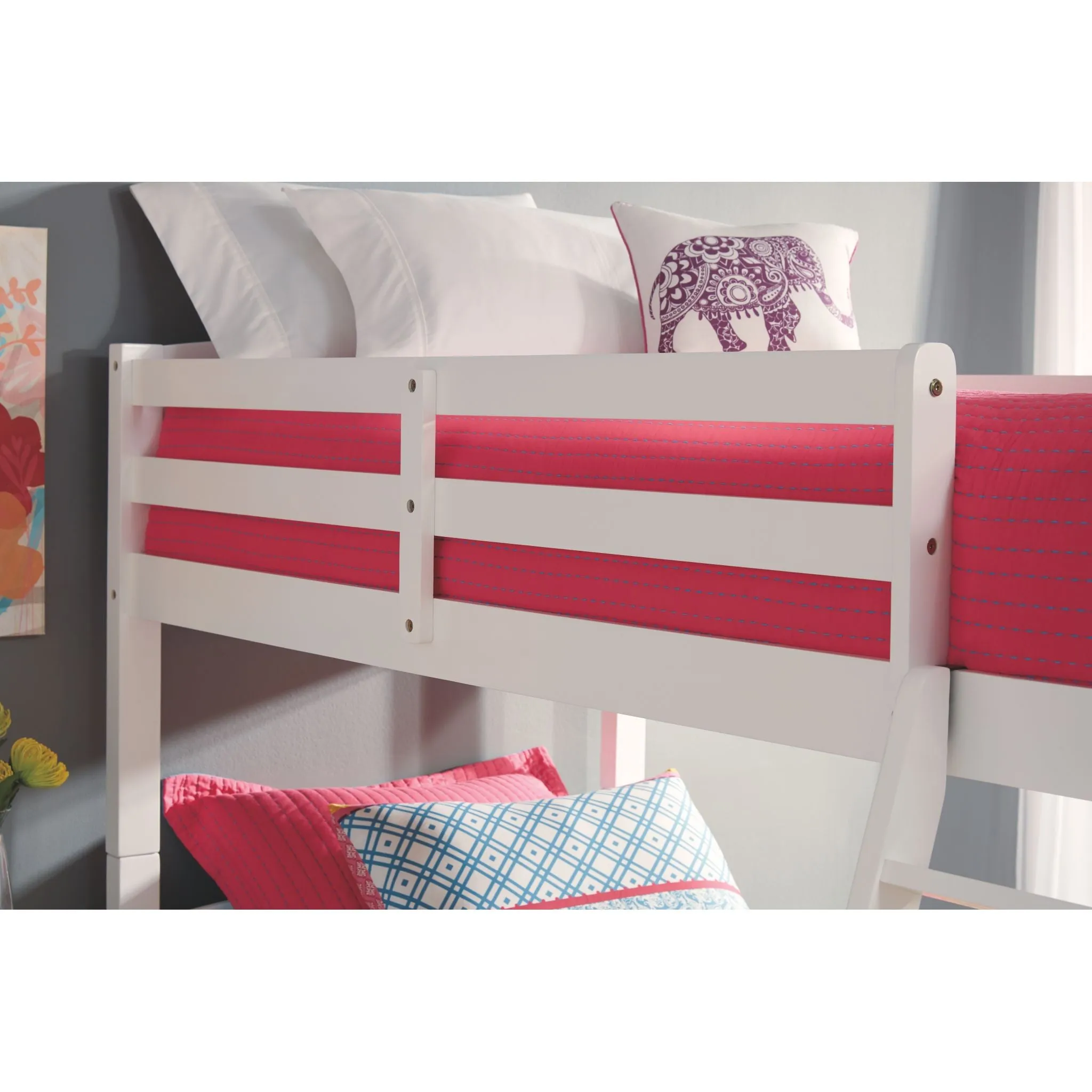 Kaslyn Twin Bunk Bed Rails and Ladder - White
