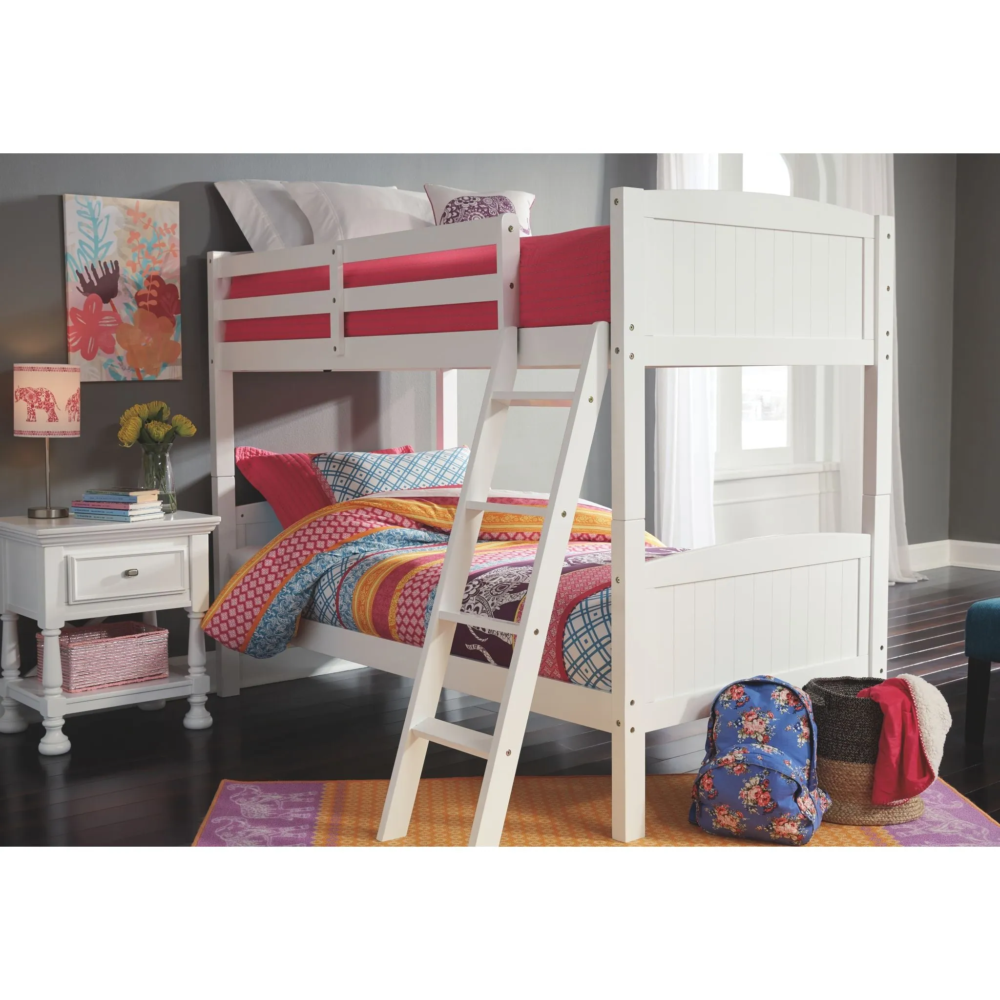 Kaslyn Twin Bunk Bed Rails and Ladder - White